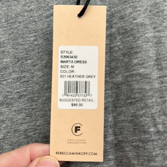 Rebecca Minkoff Marta Cotton Tie Obi Belt Waist Knit Grey Dress Size Medium NWT - Picture 2 of 7